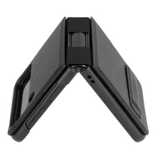 Заредете изображение във визуализатора на галерията – Nillkin Qin Vegan Leather Case for Samsung Galaxy Z Flip 4 cover made of ecological leather stand black
