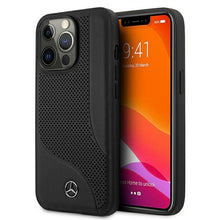 Заредете изображение във визуализатора на галерията – Mercedes MEHCP13LCDOBK iPhone 13 Pro / 13 6,1" czarny/black hardcase Leather Perforated Area
