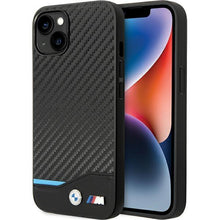 Заредете изображение във визуализатора на галерията – Case BMW BMHCP13M22NBCK iPhone 13 6.1" black/black Leather Carbon
