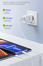 Заредете изображение във визуализатора на галерията – Dux Ducis Duzzona wall charger T4 - 2xType C - PD 35W white
