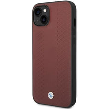 Заредете изображение във визуализатора на галерията – Case BMW BMHCP14S22RFGR iPhone 14 6.1" Burgundy/burgundy Leather Diamond Pattern
