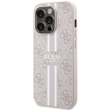 Заредете изображение във визуализатора на галерията – Original Case GUESS 4G Printed Stripes MagSafe GUHMP15LP4RPSP for Iphone 15 Pro pink
