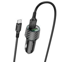 Заредете изображение във визуализатора на галерията – Borofone Car charger BZ21A Brilliant - 2xUSB - QC 3.0 36W with USB to Type C cable black
