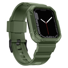 Заредете изображение във визуализатора на галерията – Kingxbar CYF106 2in1 Armored Case for Apple Watch SE, 8, 7, 6, 5, 4, 3, 2, 1 (41, 40, 38 mm) with strap green
