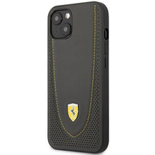 Заредете изображение във визуализатора на галерията – Ferrari FEHCP13MRGOG iPhone 13 6.1" black/black hardcase Leather Curved Line
