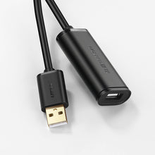 Заредете изображение във визуализатора на галерията – Ugreen active extension cable USB-A (male) - USB-A (female) USB 2.0 480Mbps 15m black (US121)
