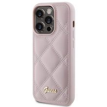 Заредете изображение във визуализатора на галерията – Guess Quilted Metal Logo case for iPhone 15 Pro Max - pink
