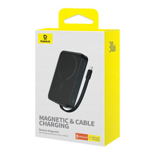 Заредете изображение във визуализатора на галерията – Baseus Magnetic Mini MagSafe 10000mAh 30W powerbank with built-in Lightning cable - black + Baseus Simple Series USB-C - USB-C 60W 0.3m cable
