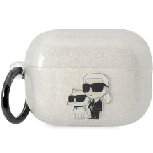 Заредете изображение във визуализатора на галерията – Karl Lagerfeld KLAP2HNKCTGT Airpods Pro 2 cover transparent Gliter Karl&amp;Choupette
