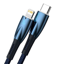 Заредете изображение във визуализатора на галерията – BASEUS cable Type C to Apple Lightning 8-pin Power Delivery 20W Glimmer Series CADH000103 2m blue
