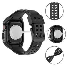 Заредете изображение във визуализатора на галерията – Kingxbar CYF136 2in1 Rugged Case for Apple Watch SE, 6, 5, 4 (44 mm) Stainless Steel with Strap Black
