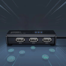 Заредете изображение във визуализатора на галерията – Ugreen 20264 RJ45 / USB-A 10/100Mbps HUB network adapter 3x USB-A 2.0 - black
