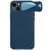 Заредете изображение във визуализатора на галерията – Nillkin CamShield Leather S Case iPhone 14 Plus cover with camera cover blue

