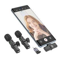 Заредете изображение във визуализатора на галерията – Borofone Lavalier wireless microphone BFK12 Trophy 2 pieces Type C and Lightning black
