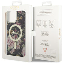 Заредете изображение във визуализатора на галерията – Original Case GUESS hardcase Flower MagSafe GUHMP14XHCFWSK for Iphone 14 Pro Max black
