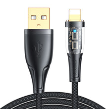 Заредете изображение във визуализатора на галерията – Joyroom fast charging cable with smart switch USB-C - Lightning 2.4A 1.2m black (S-UL012A3)
