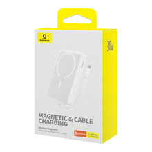 Заредете изображение във визуализатора на галерията – Baseus Magnetic Mini MagSafe 10000mAh 30W powerbank with built-in Lightning cable - white + Baseus Simple Series USB-C - USB-C 60W 0.3m cable
