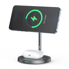 Заредете изображение във визуализатора на галерията – Choetech 2in1 Magnetic Holder Qi Wireless Charger for Magsafe 15W Gray (T575-F)
