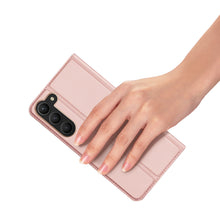 Заредете изображение във визуализатора на галерията – Dux Ducis Skin Pro Case for Samsung Galaxy S23 Flip Card Wallet Stand Pink
