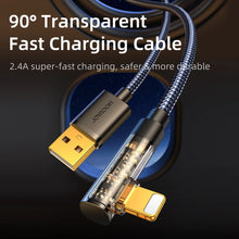 Заредете изображение във визуализатора на галерията – Joyroom S-UL012A6 USB-A angled cable - Ligtning 2.4A 1.2m - blue
