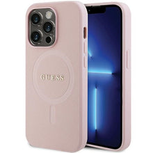Заредете изображение във визуализатора на галерията – Original Case GUESS hardcase Saffiano MagSafe GUHMP14XPSAHMCP for Iphone 14 Pro Max pink
