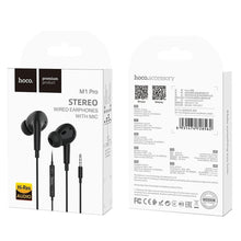 Заредете изображение във визуализатора на галерията – Hoco m101 crystal joy wire-controlled earphones with microphone black
