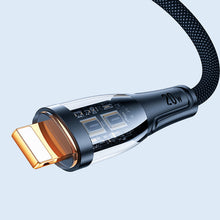 Заредете изображение във визуализатора на галерията – Joyroom fast charging cable with smart switch USB-C - Lightning 2.4A 1.2m black (S-UL012A3)
