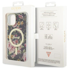 Заредете изображение във визуализатора на галерията – Original Case GUESS hardcase Flower MagSafe GUHMP14MHCFWSK for Iphone 14 Plus black
