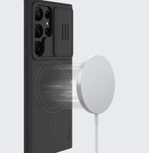 Заредете изображение във визуализатора на галерията – Nillkin CamShield Silky Magnetic Case for Samsung Galaxy S23 Ultra Cover with MagSafe with Camera Cover Black

