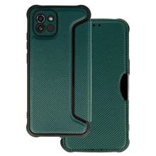 Заредете изображение във визуализатора на галерията – Razor Carbon Book Case for Samsung Galaxy A03 dark green
