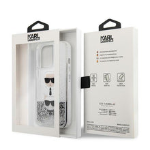 Заредете изображение във визуализатора на галерията – Karl Lagerfeld KLHCP13XKICGLS iPhone 13 Pro Max 6,7" srebrny/silver hardcase Liquid Glitter Karl&amp;Choupette Head
