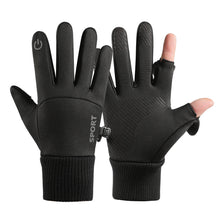 Заредете изображение във визуализатора на галерията – Men's insulated sports phone gloves - black
