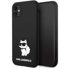 Заредете изображение във визуализатора на галерията – Karl Lagerfeld KLHCN61SNCHBCK iPhone 11/ XR hardcase black/black Silicone Choupette
