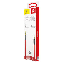 Заредете изображение във визуализатора на галерията – Baseus Yiven M30 stereo AUX audio cable 3.5 mm male mini jack 1.5m red-black (CAM30-C91)
