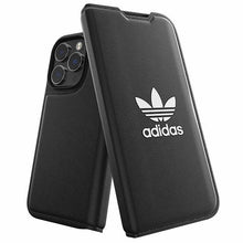 Заредете изображение във визуализатора на галерията – Adidas OR Booklet Case BASIC iPhone 14 Pro 6.1" black/black white 50182
