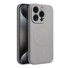 Заредете изображение във визуализатора на галерията – Silicone Mag Cover case compatible with MagSafe for IPHONE 15 PRO titanium grey
