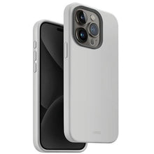 Заредете изображение във визуализатора на галерията – Uniq Lino Hue iPhone 15 Pro 6.1" case Magclick Charging light gray/chalk gray
