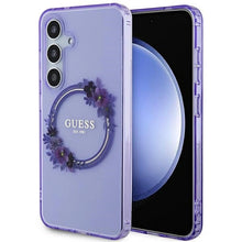 Заредете изображение във визуализатора на галерията – Guess IML Flowers Wreath MagSafe case for Samsung Galaxy S24 - purple
