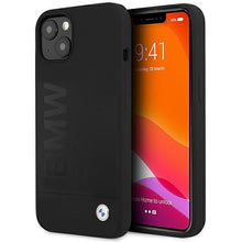 Заредете изображение във визуализатора на галерията – Case BMW BMHCP13MSLBLBK iPhone 13 6.1" black/black hardcase Silicone Signature Logo
