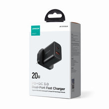Заредете изображение във визуализатора на галерията – UK Joyrooom FlashSeries JR-TCF05 20W USB-A USB-C Charger - Black
