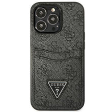 Заредете изображение във визуализатора на галерията – Guess GUHCP13LP4TPK iPhone 13 Pro / 13 6.1" black/black hardcase 4G Triangle Logo Cardslot
