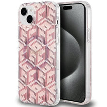 Заредете изображение във визуализатора на галерията – Original faceplate case GUESS GUHMP15MHGCUSTGP for iPhone 15 Plus (Magsafe / IML GCUBE / pink)
