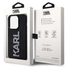 Заредете изображение във визуализатора на галерията – Original faceplate case KARL LAGERFELD KLHCP15L3DMBKCK for iPhone 15 PRO (3D Logo Glitter  / black)
