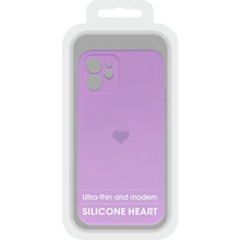 Заредете изображение във визуализатора на галерията – Vennus Silicone Heart Case for Iphone 12 design 1 purple
