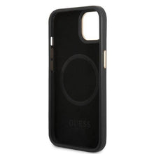 Заредете изображение във визуализатора на галерията – Guess GUHMP13MSAPSTK iPhone 13 6.1" black/black hardcase Peony Logo Plate MagSafe
