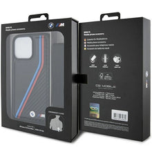 Заредете изображение във визуализатора на галерията – BMW M Edition Carbon Tricolor Lines &amp; Strap case for iPhone 15 Pro Max - black

