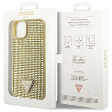Заредете изображение във визуализатора на галерията – Original Case GUESS Rhinestone Triangle hardcase GUHCP14MHDGTPD for Iphone 14 Plus gold
