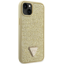 Заредете изображение във визуализатора на галерията – Original Case GUESS Rhinestone Triangle hardcase GUHCP14MHDGTPD for Iphone 14 Plus gold
