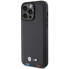 Заредете изображение във визуализатора на галерията – BMW BMHCP15X22PTDK iPhone 15 Pro Max 6.7" black/black Leather Stamp Tricolor
