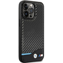 Заредете изображение във визуализатора на галерията – Case BMW BMHCP13X22NBCK iPhone 13 Pro Max 6.7" black/black hardcase Leather Carbon
